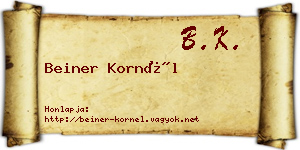 Beiner Kornél névjegykártya